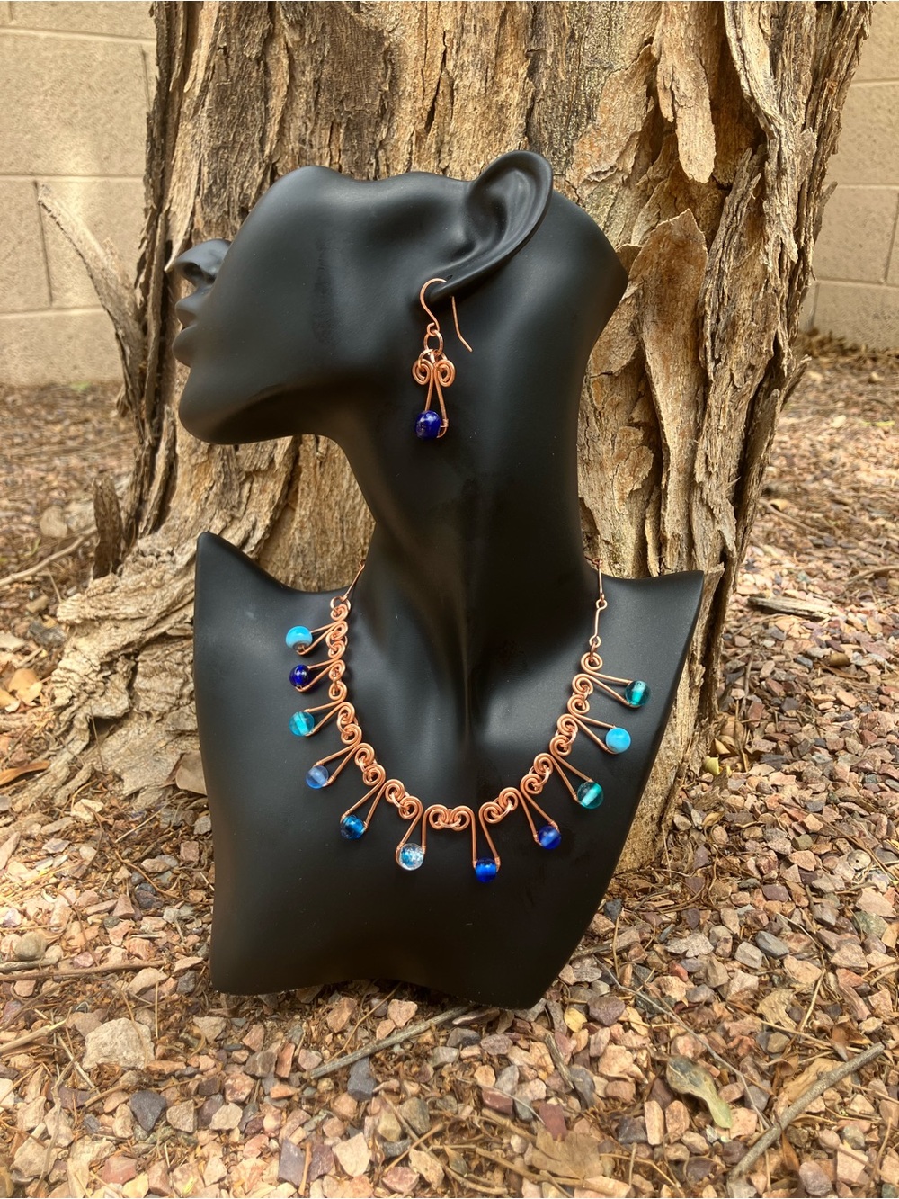 Echoes of Egypt Ram’s Head Handmade Copper Necklace and Earring Set Free Shippin